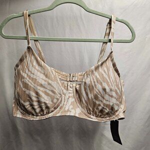 3for$25 Target beige white creme zebra bikini top bra cups SZ 24 NWT swim summer